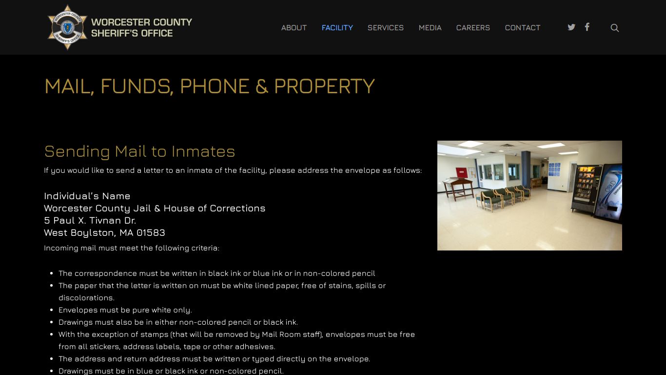 Mail, Funds, Phone & Property - Worcester County Sheriff's ...